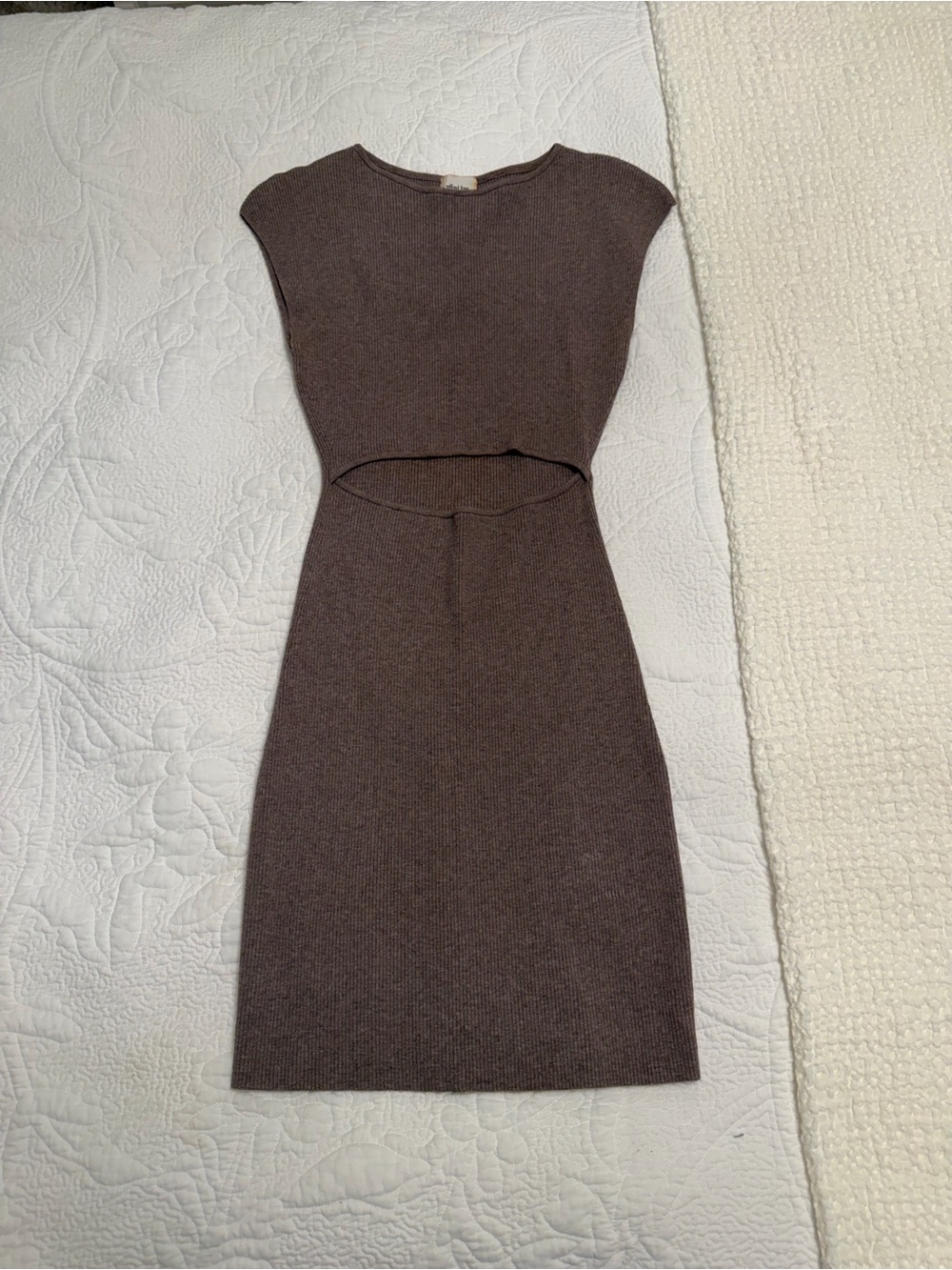 Wilfred Brown Knit Midi Dress with Waist Cutout - Picture 2 of 4